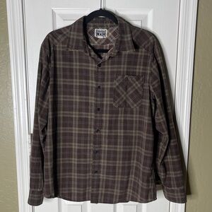 Converse Men's Brown Plaid Button Down Shirt